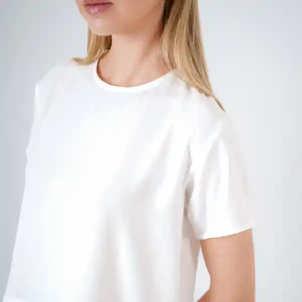 Blusa Manga Corta Escote Redondo Blanco M Fuera de Serie