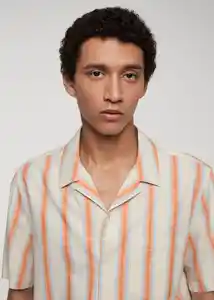 Camisa Phuket-H Naranja Talla L Hombre Mango