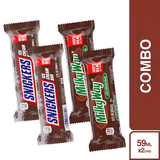 Combo Snickers Helado 2 Und + Milky Way Helado 2 Und