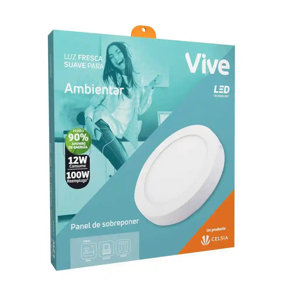 Panel LED Sobreponer Vive 12W Luz fresca H25 1U