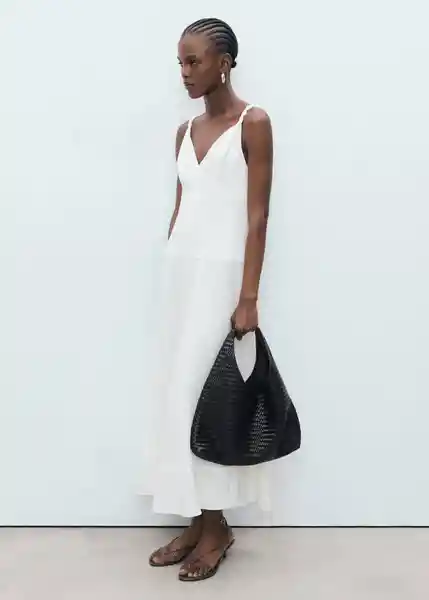 Vestido Trenza Blanco Talla M Mujer Mango