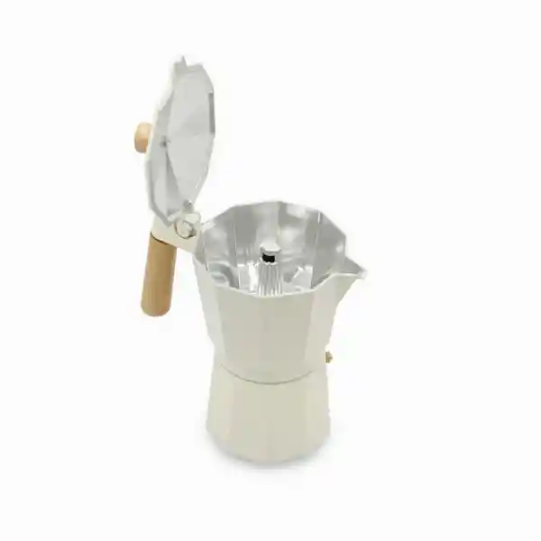 Cafetera Moka 9 Tazas Blanca Mango en Madera Ambiente Gourmet