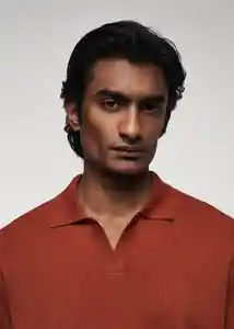 Camiseta Polo Lino Terracota Talla XXL Hombre Mango