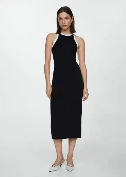 Vestido Tini Negro Talla 18 Mujer Mango