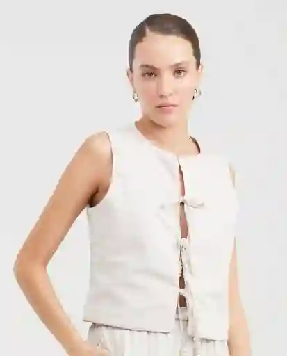 Chaleco Knotted Vest Crudo Beige Claro Talla XS Chevignon