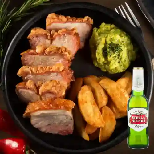 Combo Chicharrón Panceta de Cerdo + Stella Artois 350ml