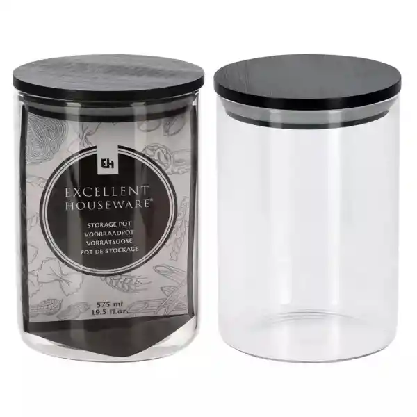 Excellent Houseware Recipiente Vidrio Pintada Cd 575 mL