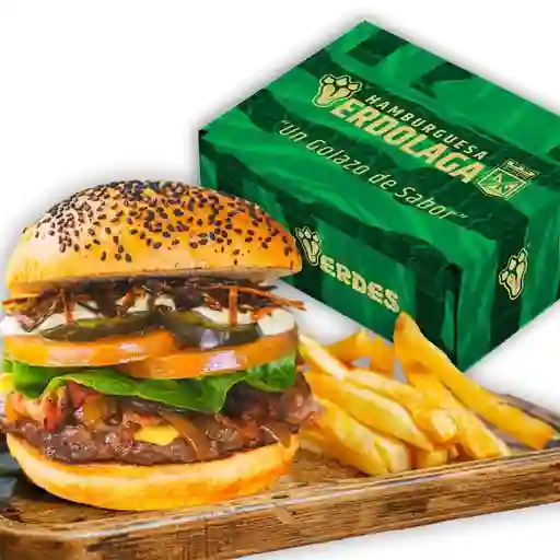 Hamburguesa verdolaga + papas