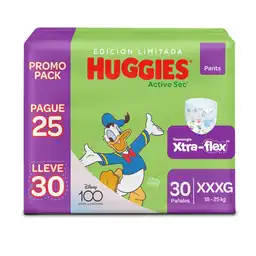 Pañales Huggies Active Sec Pants Etapa 6/XXXL Pague 25U Lleve 30U