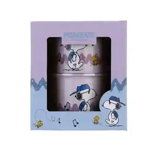 Taza de Cerámica Con Cuchara Snoopy Morado 390 mL Miniso