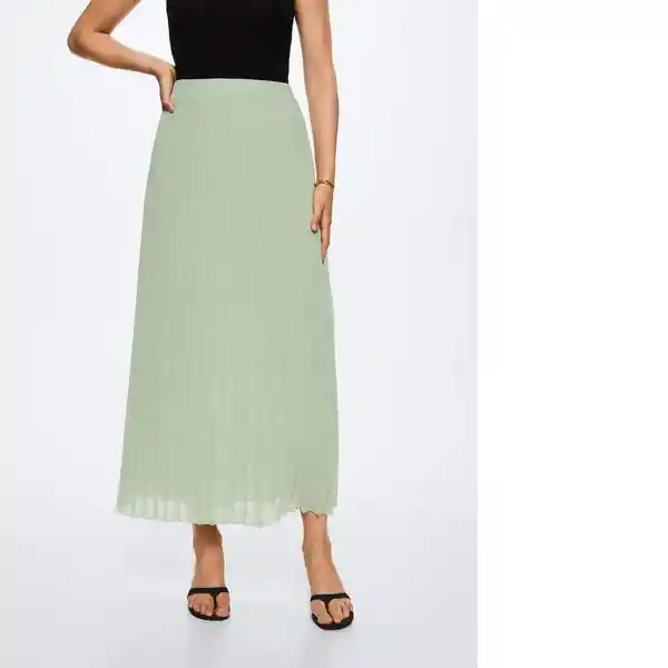 Falda Plisi-A Verde Pastel Talla M Mujer Mango