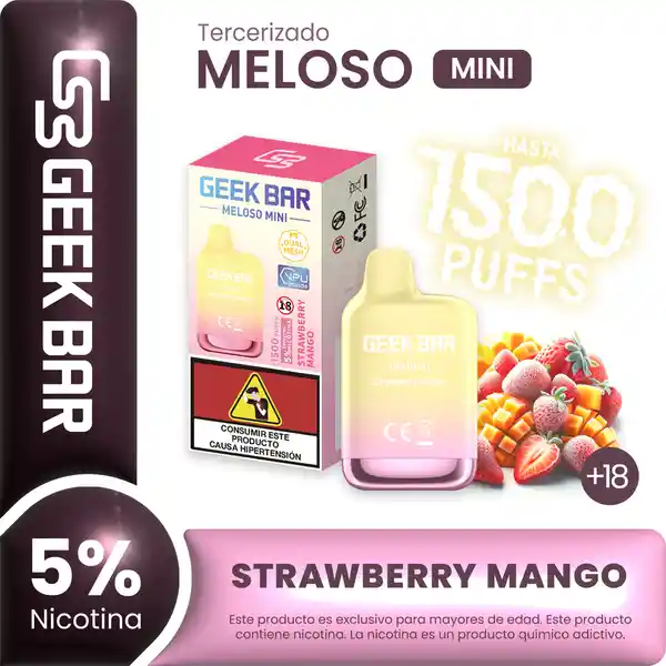 Geek Bar Vape Meloso Mini Strawberry Mango 1500Puffs 5% Nicotina