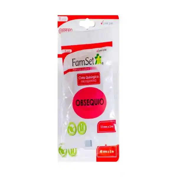 Famset Cinta Quirúrgica Microporosa Piel 12 mm x 3 m 48 mm x 5 m