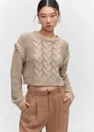Jersey Matrix Beige Talla L Mujer Mango