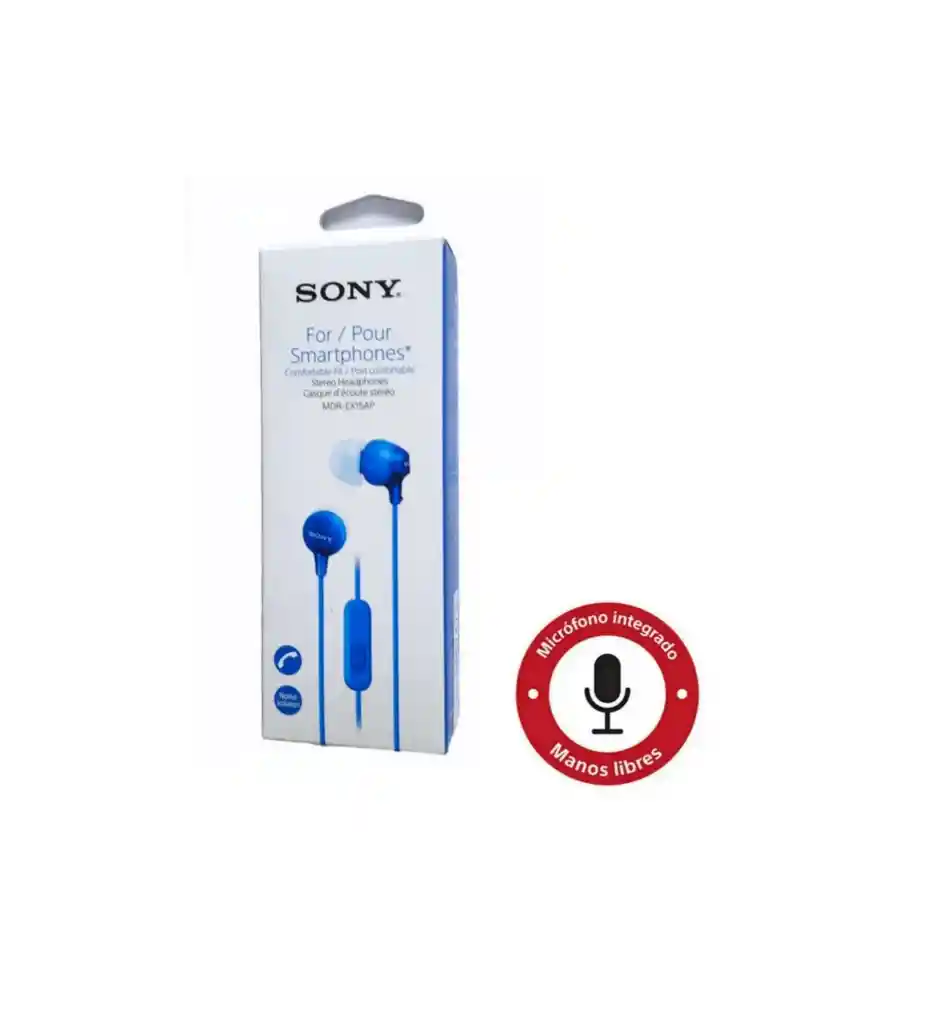 Sony Audifonosalambricos In Ear Manos Libres Mdr-Ex15Ap - Azul