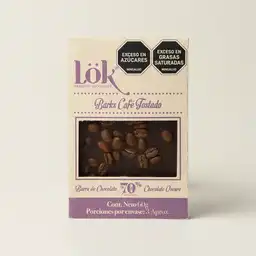Lok barra de chocolate barks con cafe tostado 70 % cacao oscuro