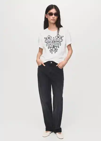 Camiseta Contrast-w Blanco Talla XL Mujer Mango