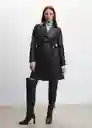 Gabardina Trench Polanapu Negro Talla 24 Mujer Mango