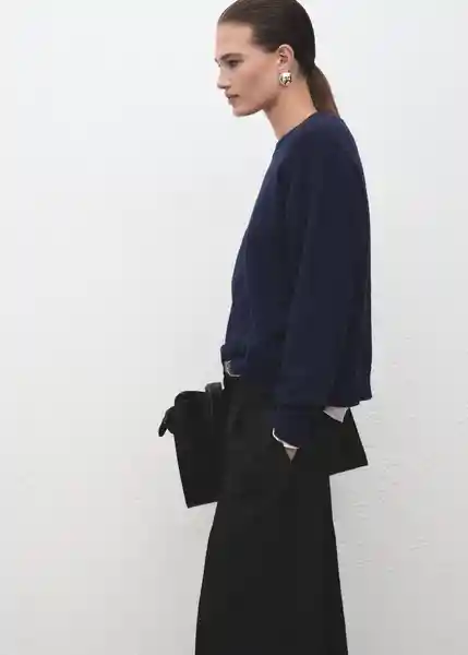 Pantalón Cinta Negro Talla 36 Mujer Mango