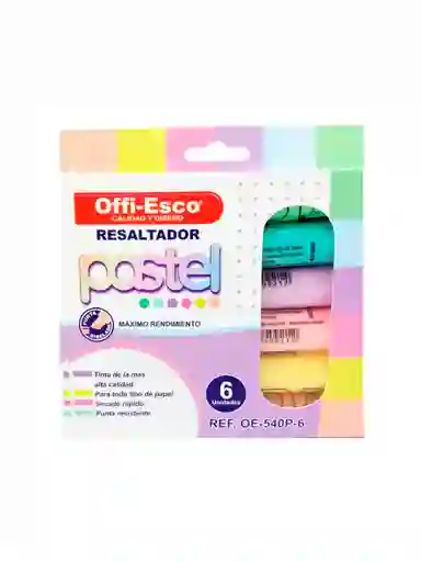 Offi-Esco Resaltador Grande Pastel OE-540P-6