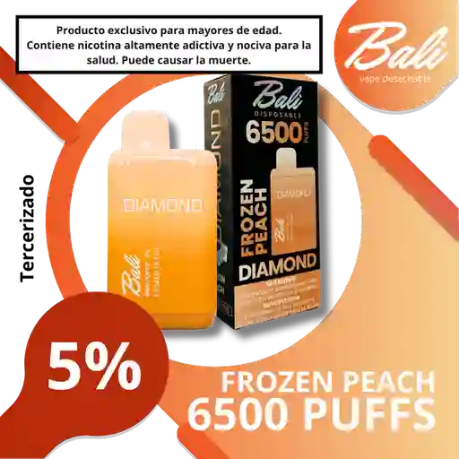 Bali Vapeador Frozen Peach - 6500 Puffs - 5% Nicotina