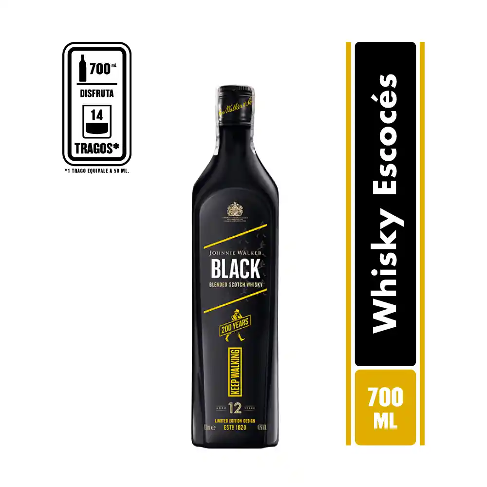 Whisky Johnnie Walker Black Label Edición Limitada 200 Años 700ML