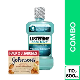 Combo Jabón Avena 110 g x 3 Und + Listerine Coolmint 500 mL