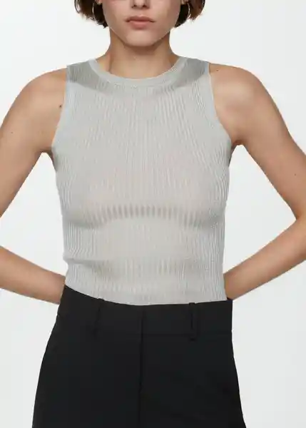 Top Foil Plata Talla XS Mujer Mango