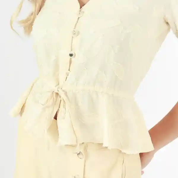 Blusa Cuello V Manga 3/4 Blanco Talla S 696111