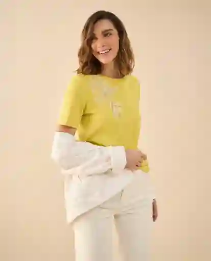 Camiseta Amarillo Olivo Medio Talla M 601G019 Esprit