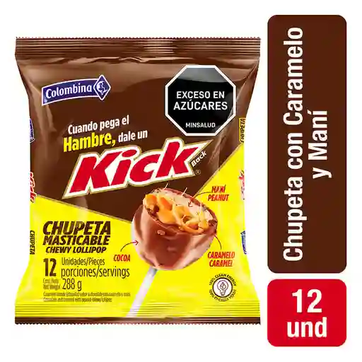Kick Chupeta Masticable de Cocoa Caramelo y Maní 