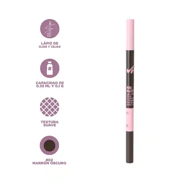 Lápiz de Cejas 3 en 1 Serie Minimalist Dark Brown 02 Miniso