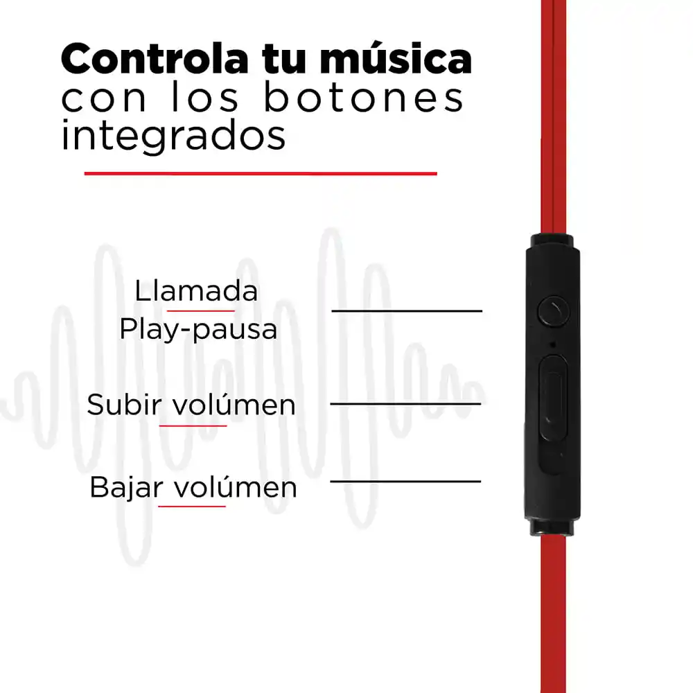 Miniso Audífonos de Cable Clásico Rojo 1.2 m