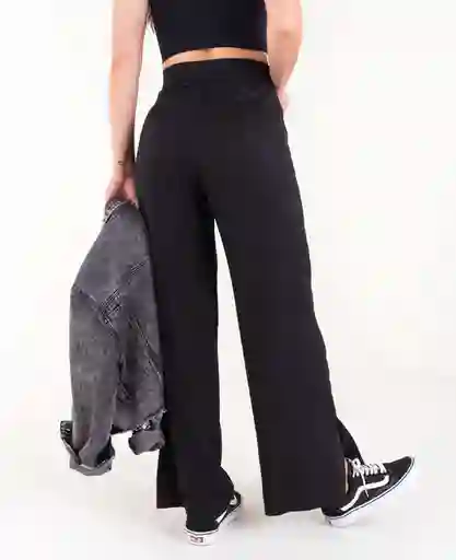 Pantalón Botón Interno Negro Puro Ultra Oscuro Talla 6 Mujer Naf Naf