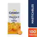 Cebión tabletas Masticables de Vitamina C sabor a Naranja con 100 unidades