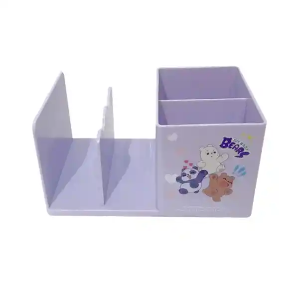 Organizador Con Portalápices y Estantería Morado Miniso