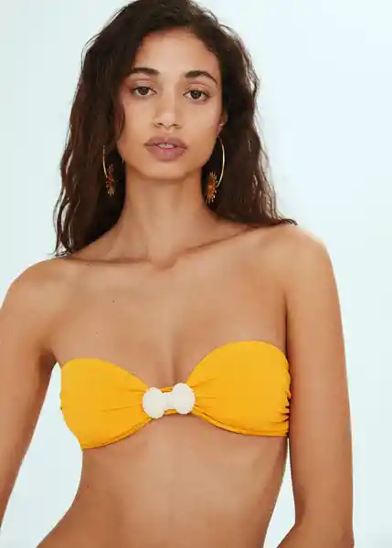 Top Bikini Shell Amarillo Pastel Talla M Mujer Mango