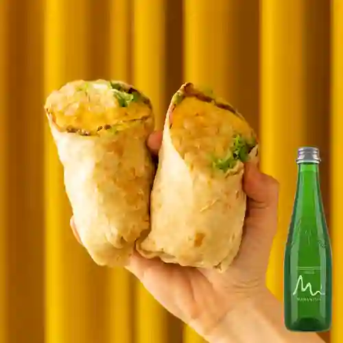 Egg burrito+agua manantial con gas 300ml