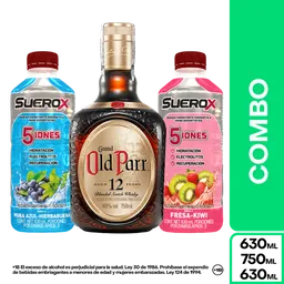 Combo Old Parr 12 Años 750 mL + Suerox Mora Azul + Fresa Kiwi