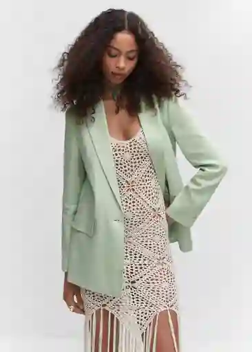 Blazer Americana Paula Verde Pastel Talla M Mujer Mango