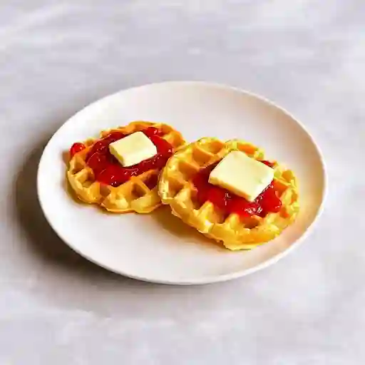 Waffles Con Mantequilla Y Mermelada