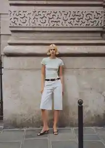 Bermuda Clair Blanco Talla 32 Mujer Mango
