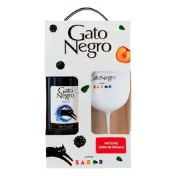 Gato Negro Vino Tinto Merlot y Copa Acrílica de Regalo