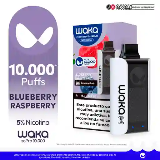 Waka Vapeador Sopro pa Blueberry Raspberry 5% 10.000 Puff