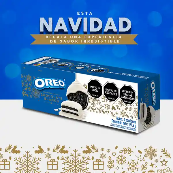 Oreo Galleta Doble de Chocolate con Crema Navidad White Fudge