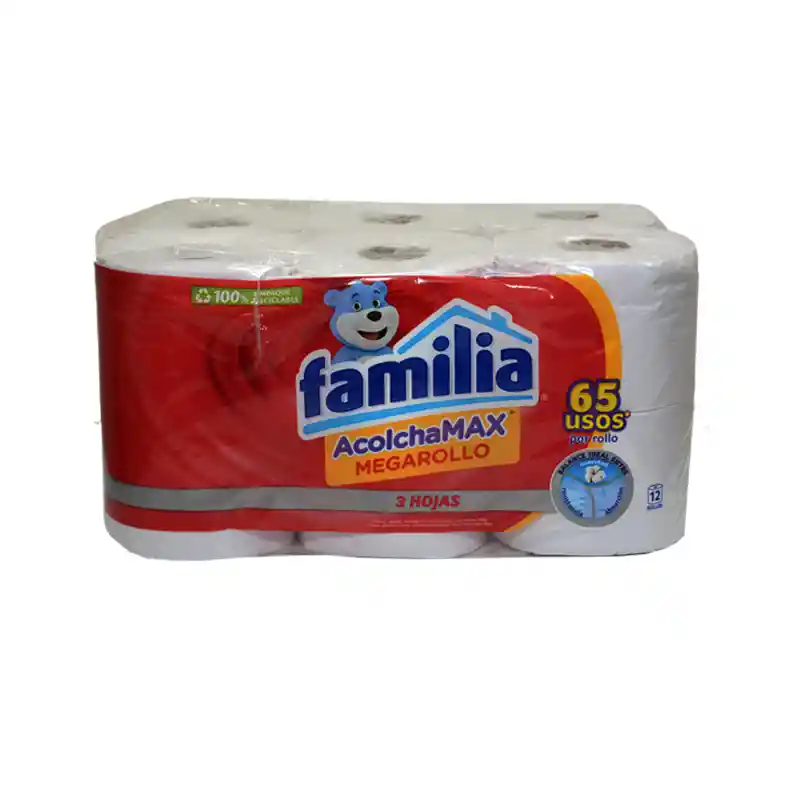 Papel Higiénico Familia Acolchamax Megarollo X 12 Rollos