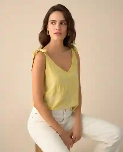 Camisa Amarillo Linaza Medio Talla XL 611G006 Esprit