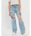 Jean Super Mujer Wide Leg Azul Talla 8 Short American Eagle