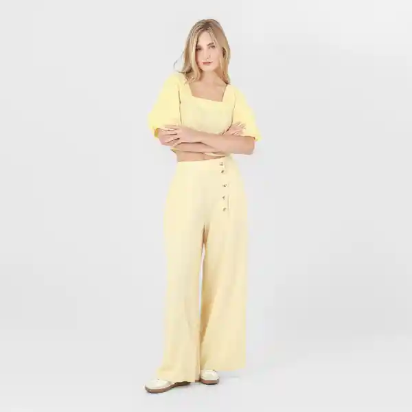 Blusa Cuello u Manga al Codo Amarillo Talla S 713184