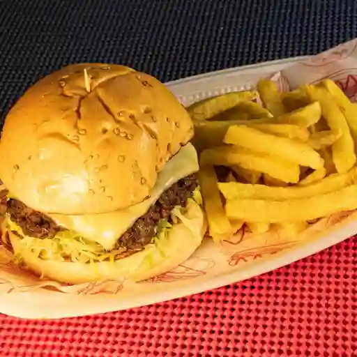 Burger sencilla + papa fritas